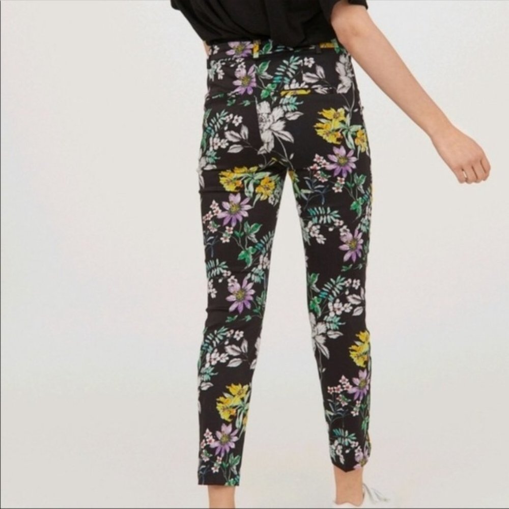 H&M Floral Skinny Trousers with Belt Loops
